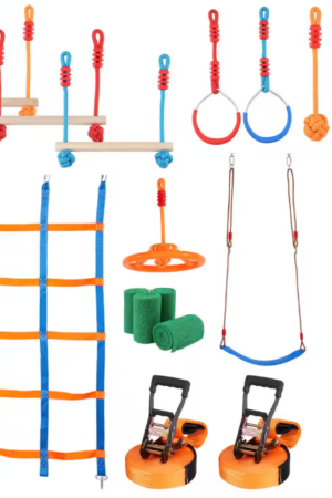 VEVOR Ninja Warrior Obstacle Course 2 x 56 ft. Weatherproof Slacklines