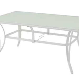 Hampton Bay Riverbrook Shell White Rectangular Glass  Patio Dining Table