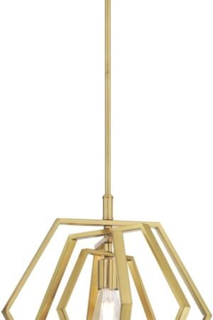 Champagne Finish Holly One-Light Indoor Pendant, 15-Inch