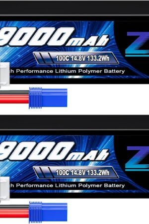 Zeee 4S Lipo Battery 9000mAh 14.8V 100C Soft Case RC Battery EC5 Connector with Metal Plates for RC Car Truck Tank Racing Models