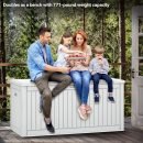 260 Gallon Large Deck Box with Divider & Side Handles, Outdoor Double-Wall Storage