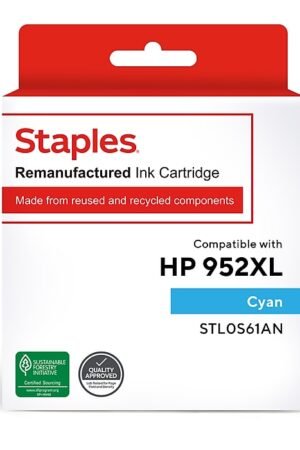 Staples Remanufactured Cyan High Yield Ink for HP 952XL