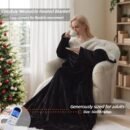 Wearable Heated Blanket with Foot Pocket and Sleeves,Flannel & Sherpa Blanket,10 Heating Settings & 1-12 Hours  Auto-off, 50x70 Inch
