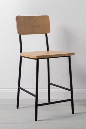 Wood & Steel bar Stool -Natural/Black