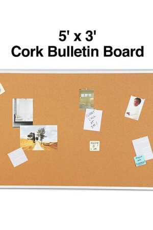 Staples Cork Bulletin Board, Aluminum Frame, 5'W x 3'H
