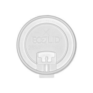 Eco-Products EcoLid Straw Slot Polystyrene Lid, 10-20 oz., White, 600/Carton