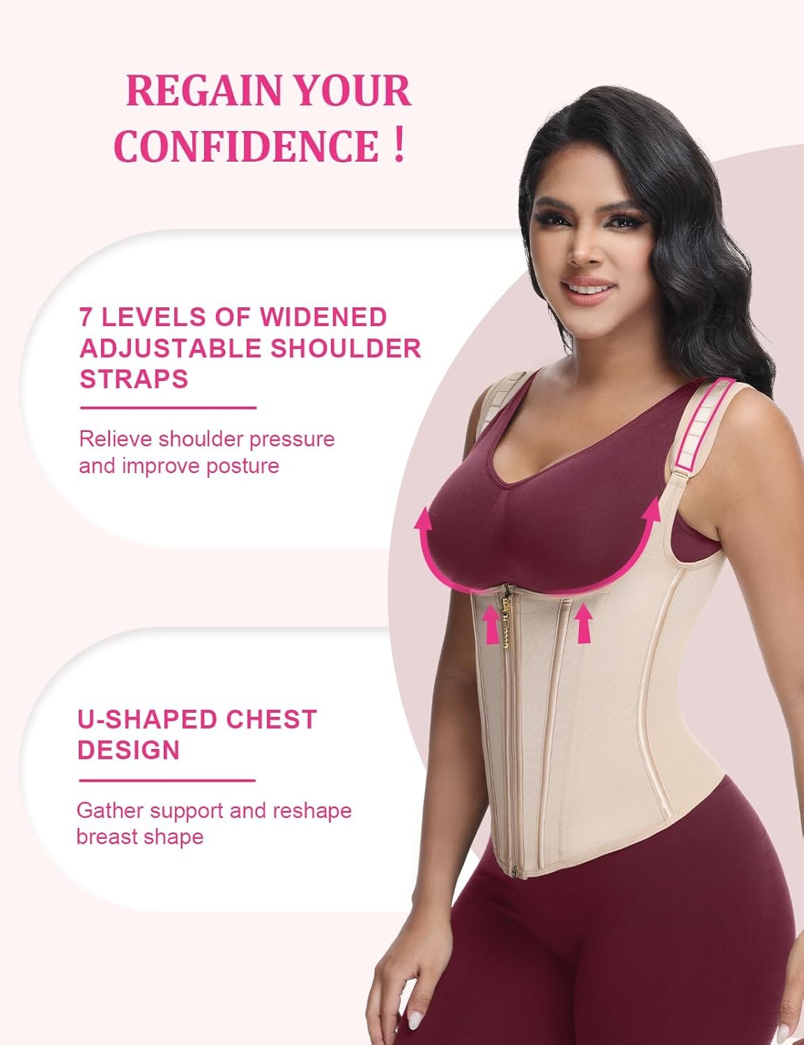 Waist Trainer for Women, Tummy Control Sports Girdle, Workout Body Shaper with Adjustable Shoulder Straps - Image 53