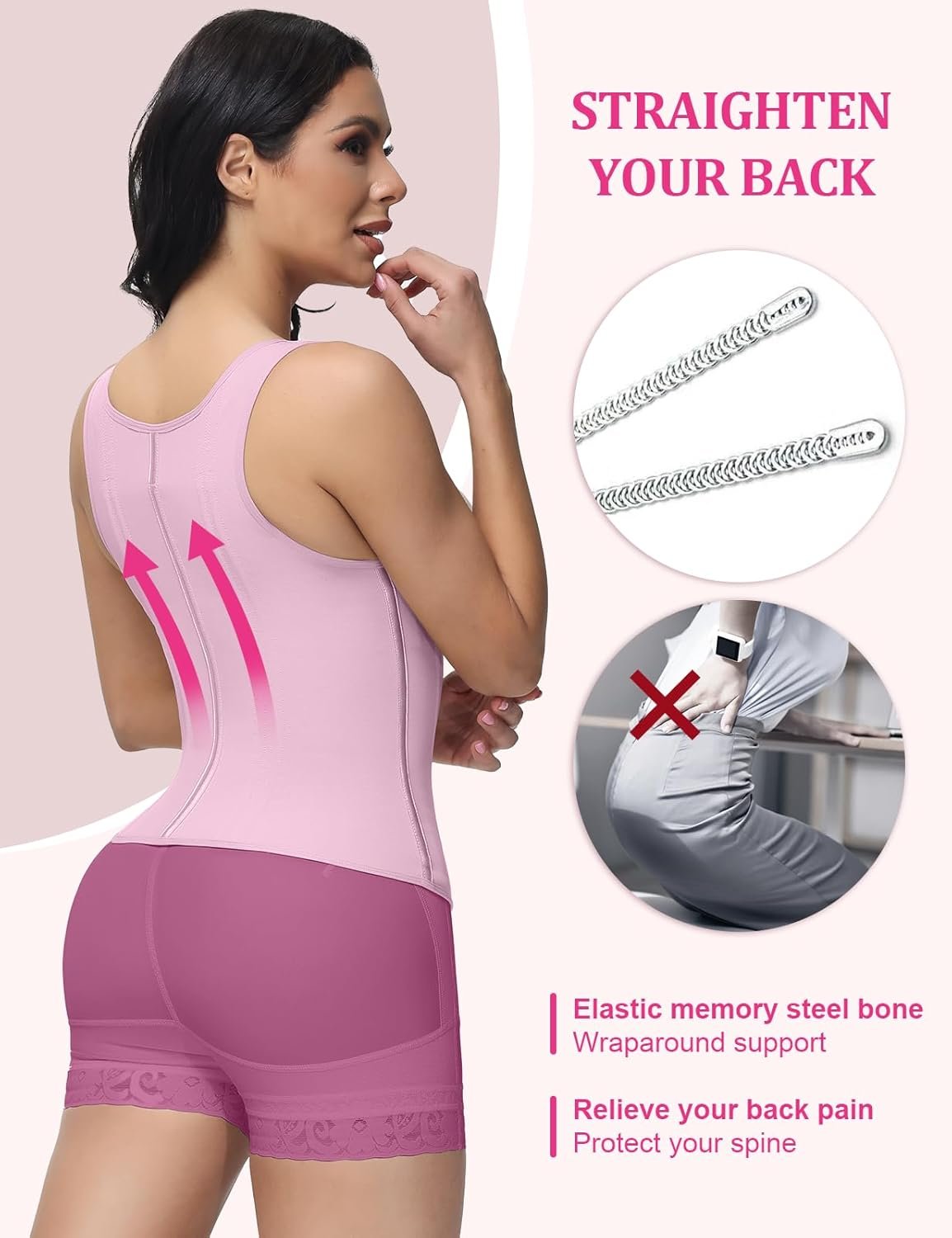 Waist Trainer for Women, Tummy Control Sports Girdle, Workout Body Shaper with Adjustable Shoulder Straps - Image 11