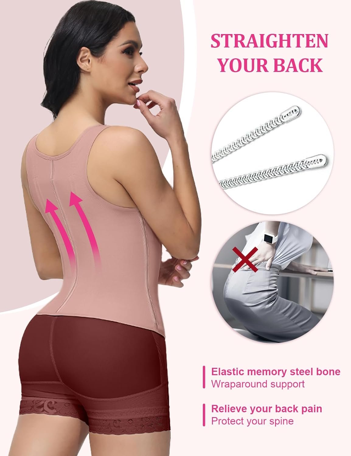 Waist Trainer for Women, Tummy Control Sports Girdle, Workout Body Shaper with Adjustable Shoulder Straps - Image 57