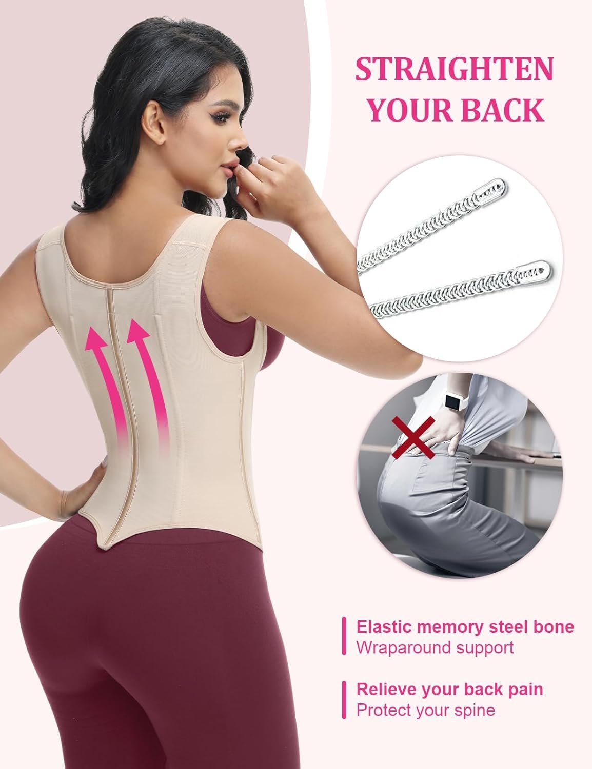 Waist Trainer for Women, Tummy Control Sports Girdle, Workout Body Shaper with Adjustable Shoulder Straps - Image 51