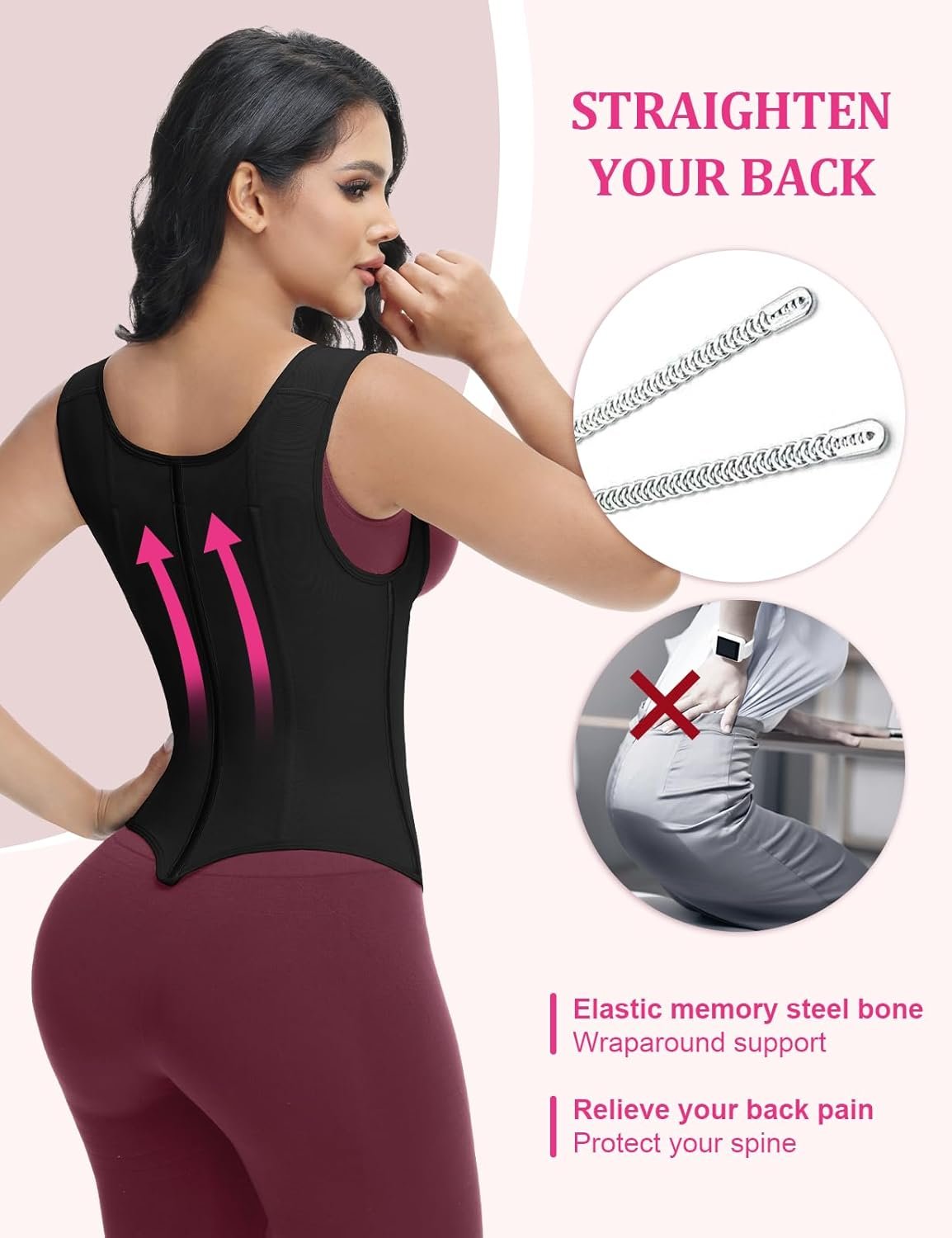 Waist Trainer for Women, Tummy Control Sports Girdle, Workout Body Shaper with Adjustable Shoulder Straps - Image 43