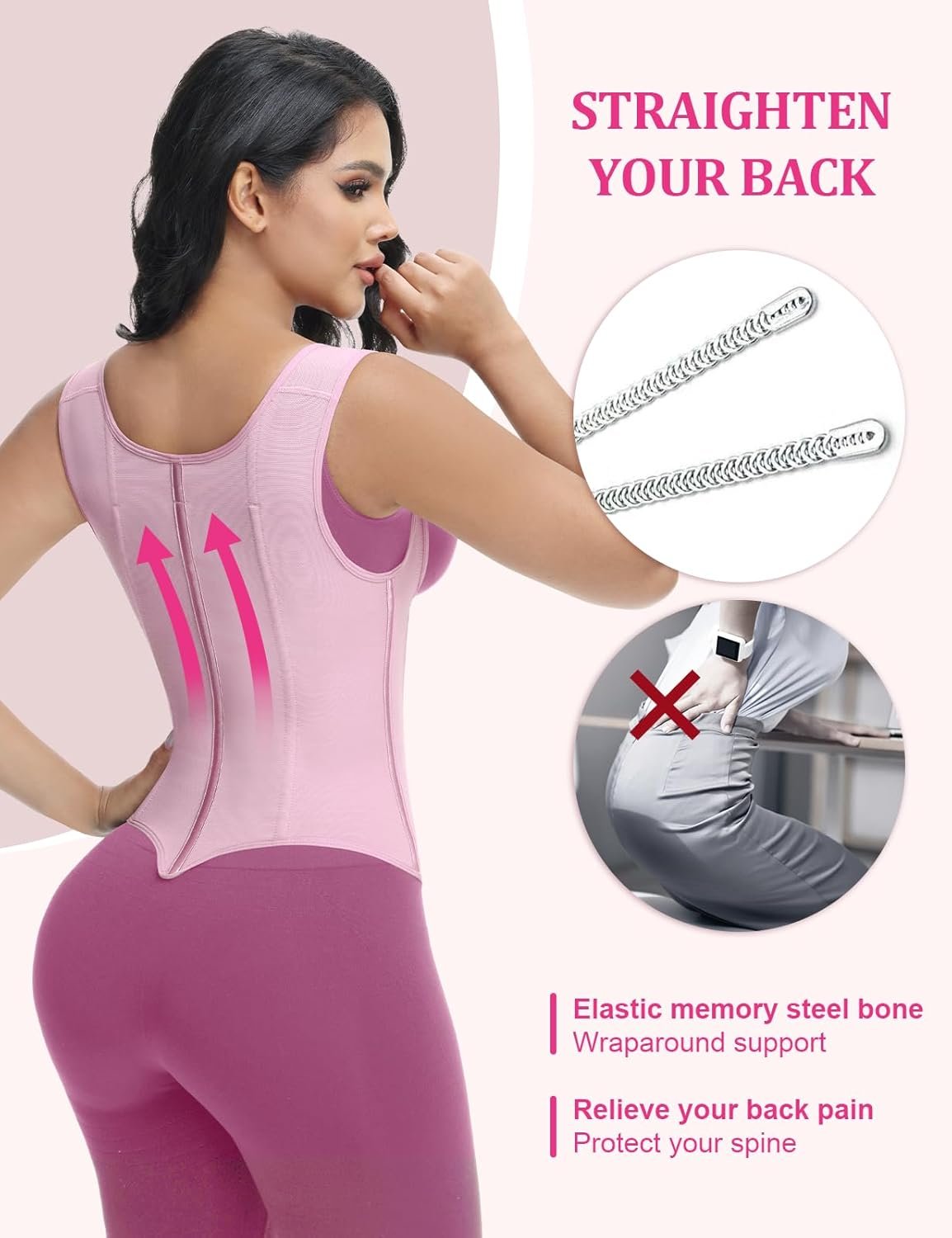 Waist Trainer for Women, Tummy Control Sports Girdle, Workout Body Shaper with Adjustable Shoulder Straps - Image 30