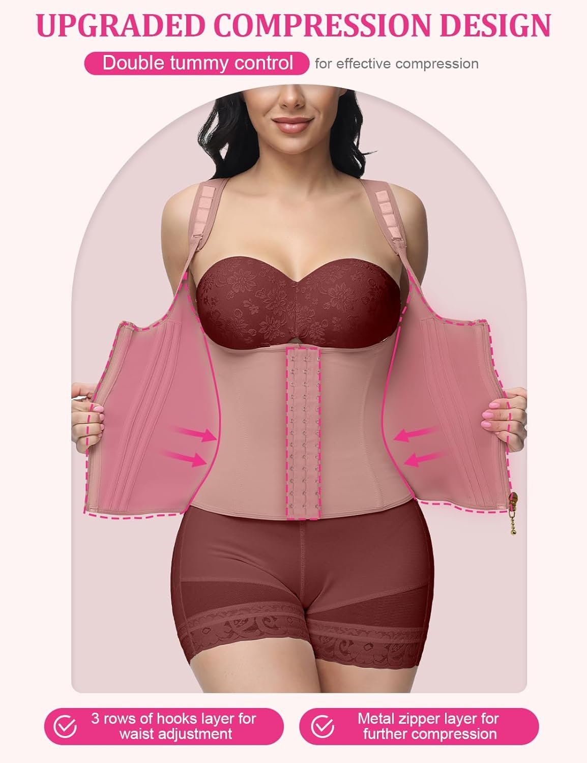 Waist Trainer for Women, Tummy Control Sports Girdle, Workout Body Shaper with Adjustable Shoulder Straps - Image 55