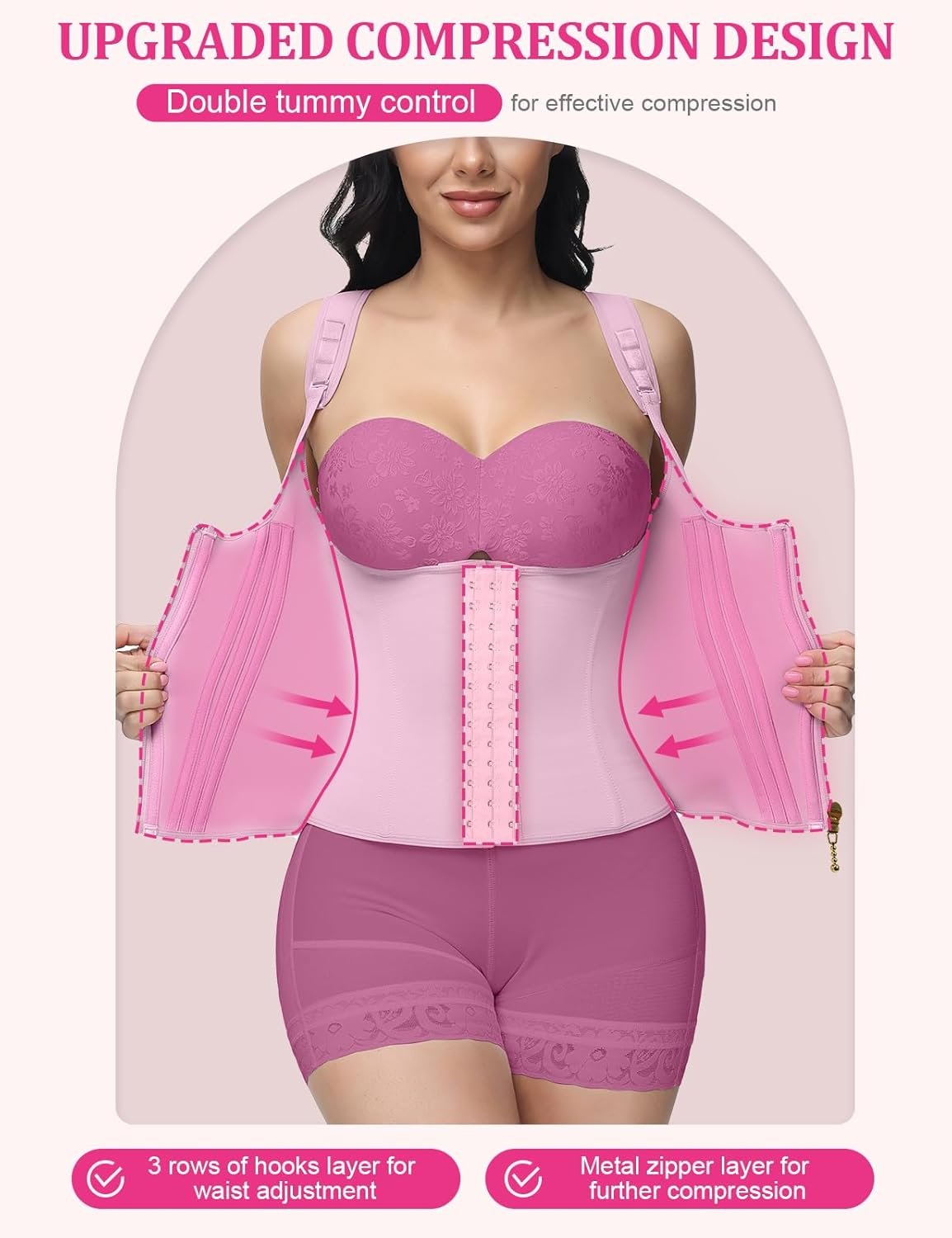 Waist Trainer for Women, Tummy Control Sports Girdle, Workout Body Shaper with Adjustable Shoulder Straps - Image 9