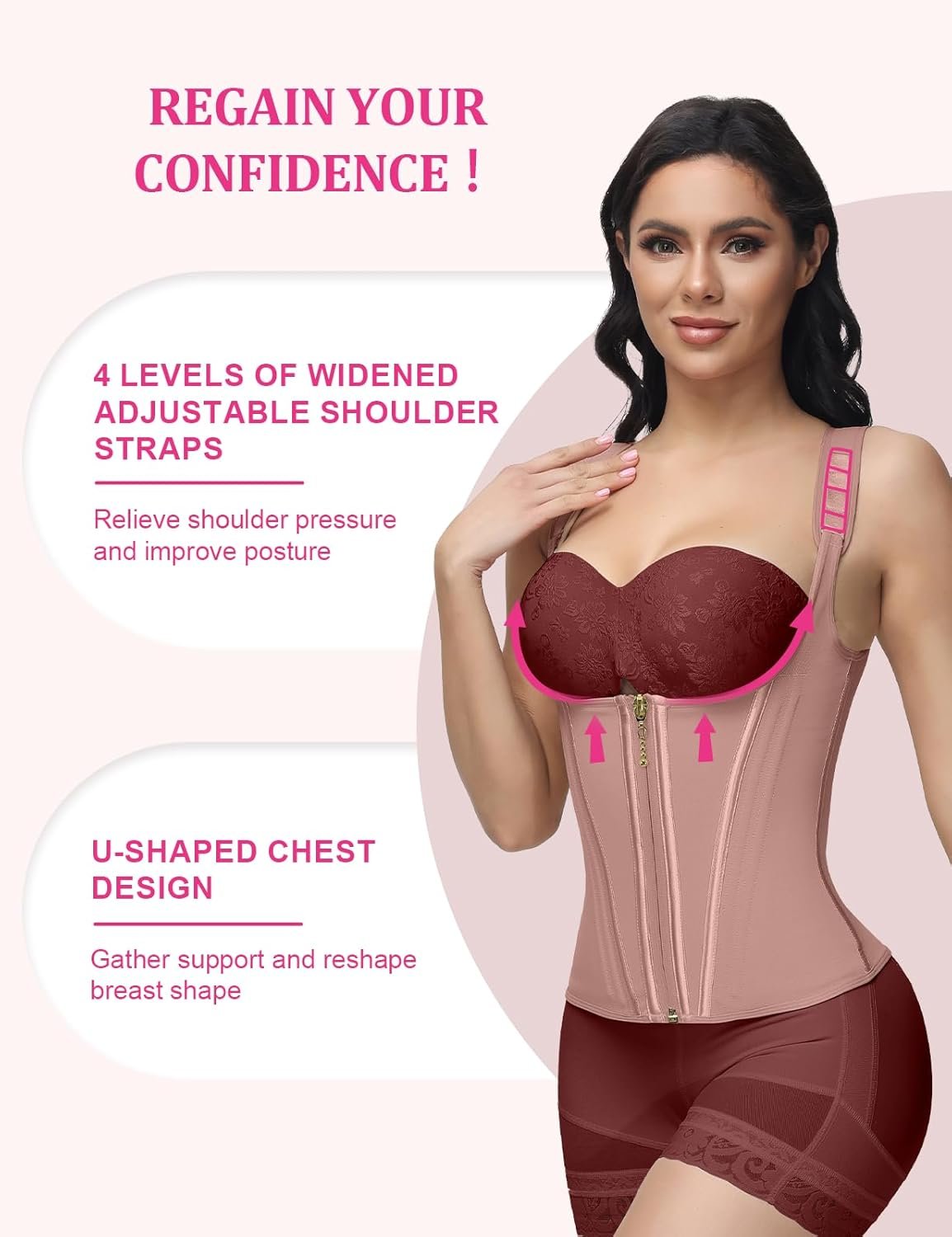Waist Trainer for Women, Tummy Control Sports Girdle, Workout Body Shaper with Adjustable Shoulder Straps - Image 59