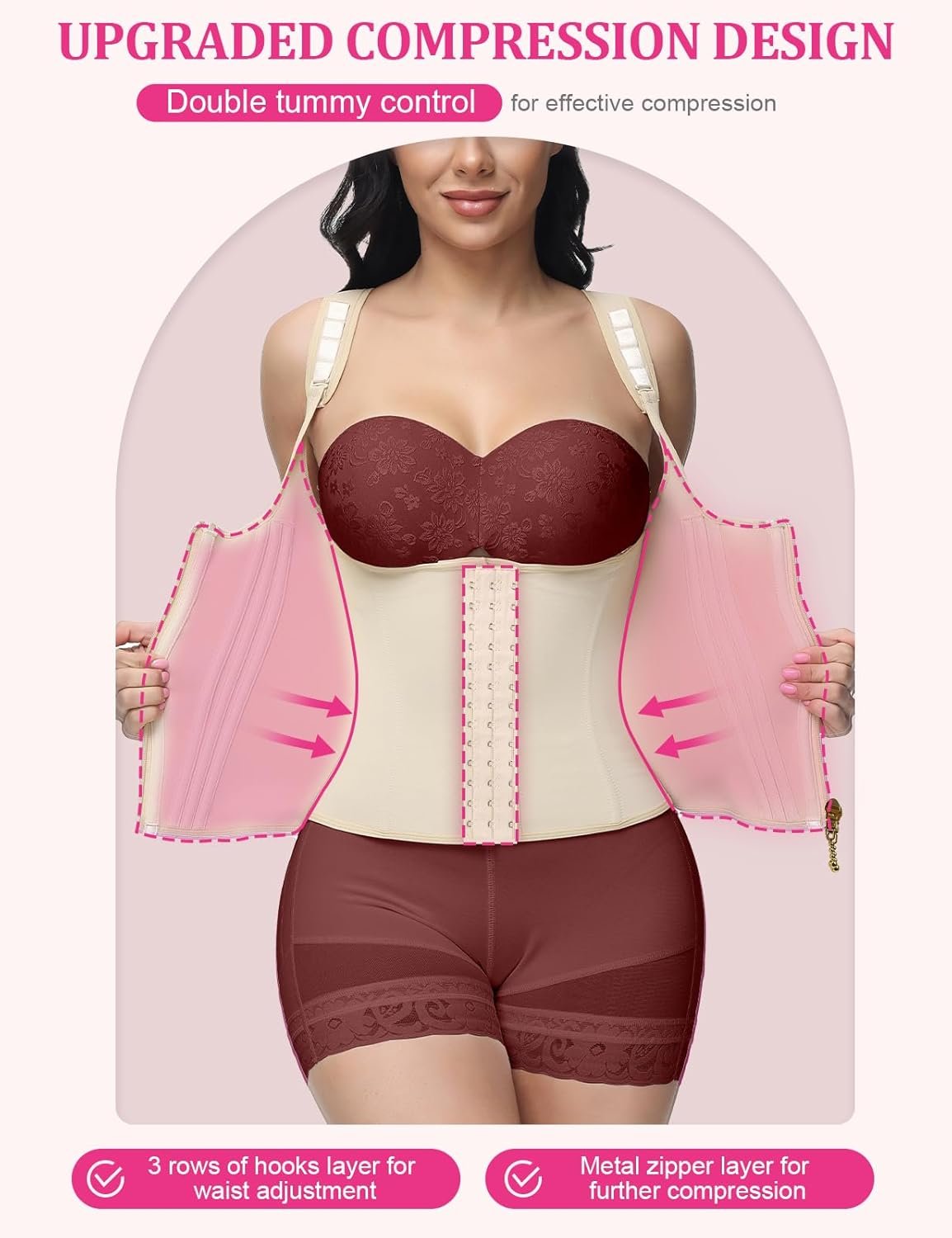 Waist Trainer for Women, Tummy Control Sports Girdle, Workout Body Shaper with Adjustable Shoulder Straps - Image 15