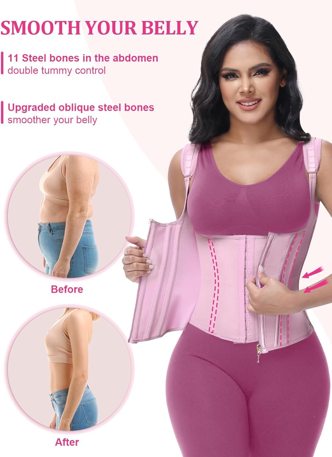 Waist Trainer for Women, Tummy Control Sports Girdle, Workout Body Shaper with Adjustable Shoulder Straps - Image 29