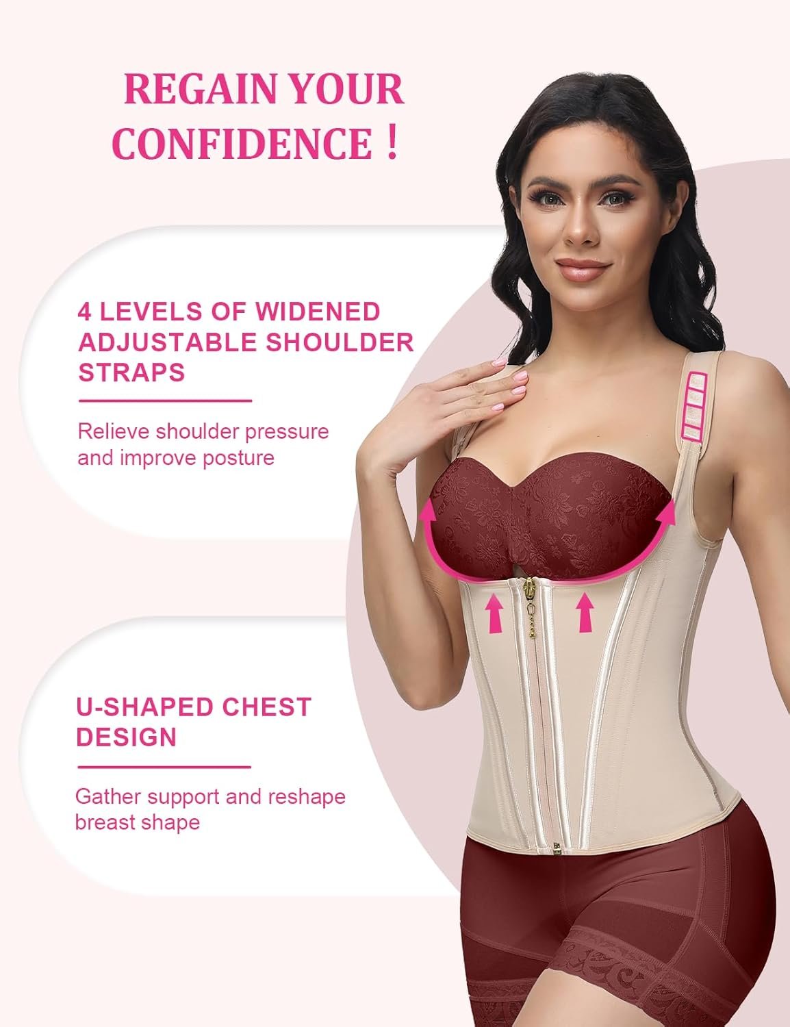 Waist Trainer for Women, Tummy Control Sports Girdle, Workout Body Shaper with Adjustable Shoulder Straps - Image 7