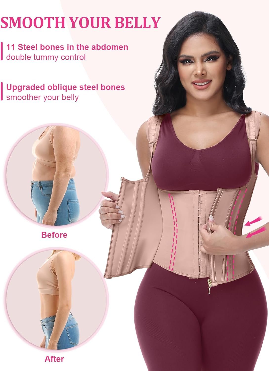 Waist Trainer for Women, Tummy Control Sports Girdle, Workout Body Shaper with Adjustable Shoulder Straps - Image 22