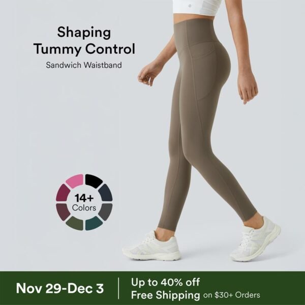 SoCinched High Waisted Tummy Control Side Pocket Shaping Training Leggings