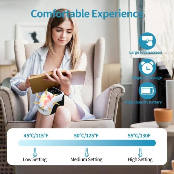 Cordless Knee Massager and Vibration,Adjustable Temperature Knee Massager with Clear Visible LED Screen - Image 3