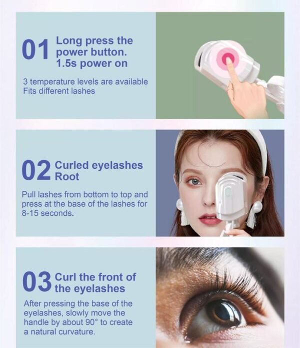Portable Electric Heated Eyelash Curler, Rapid Heated Lash Curler, 3 Heating Modes Rechargeable Electric Eyelash Curler - Image 6