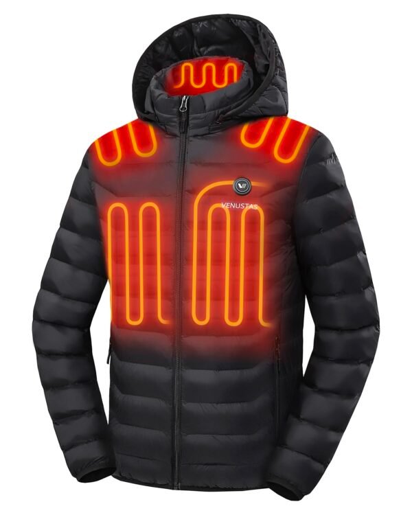 Unisex Heated Jacket with Battery, Heated Coat for Women and Men with Detachable Hood
